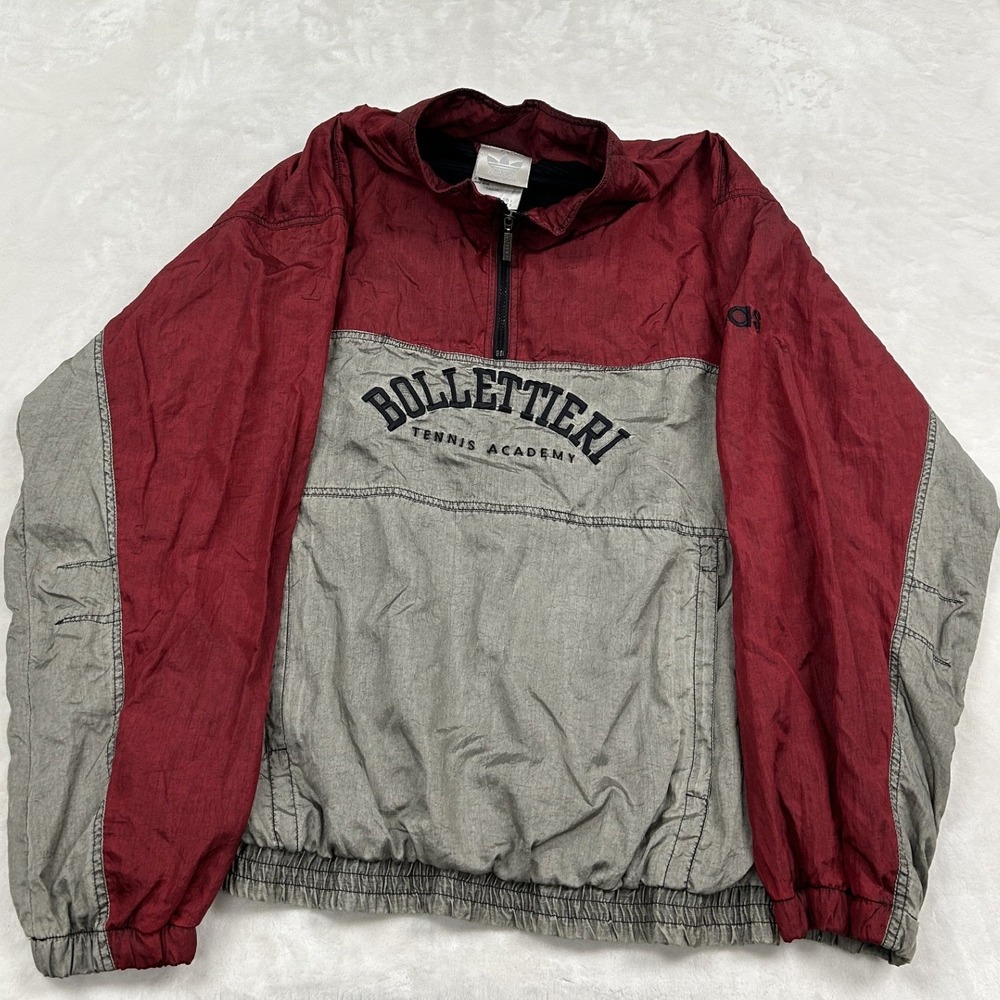 Adidas Windbreaker Mens Large Burgundy Bollettieri Tennis Academy Vintage 90s